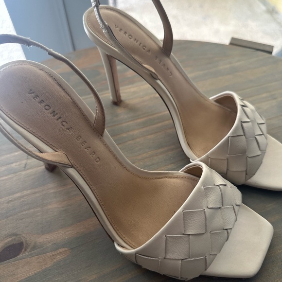 Veronica Beard Beige Woven Strap Augustina Heels - Picture 2 of 5
